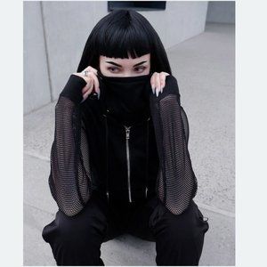 DISTURBIA Face Mask Mesh Sleeve Hoody
